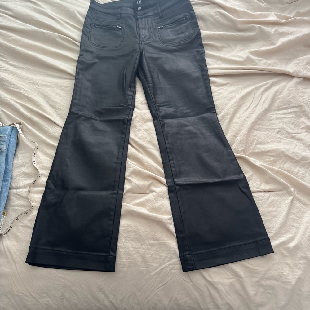 Kelsey black Flared Coated Jeans